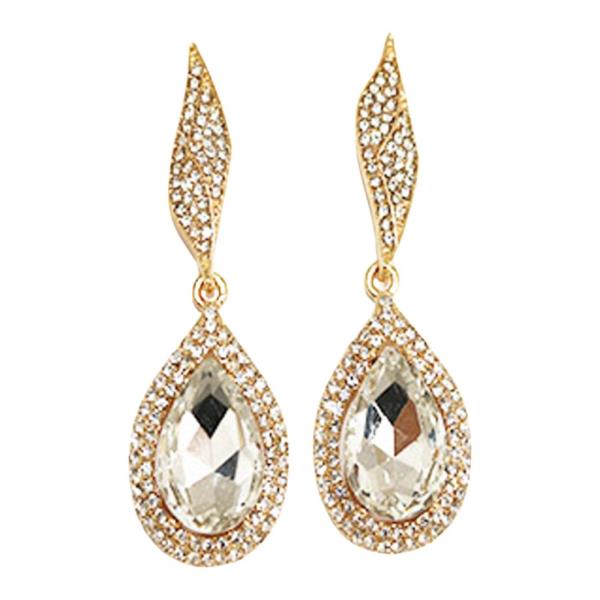 TEARDROP RHINESTONE DANGLE EARRING