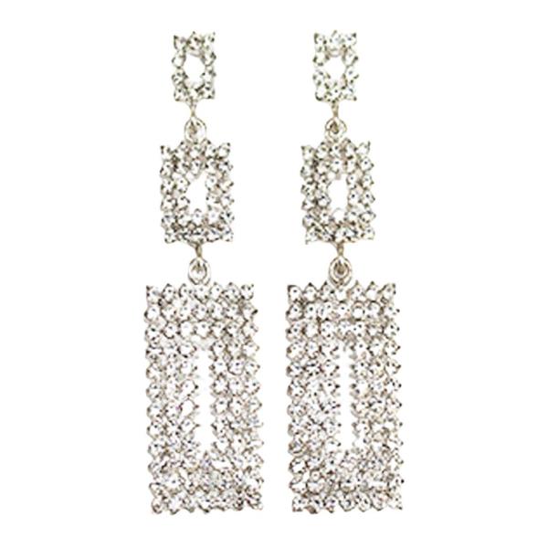 RECTANGLE RHINESTONE DROP EARRING