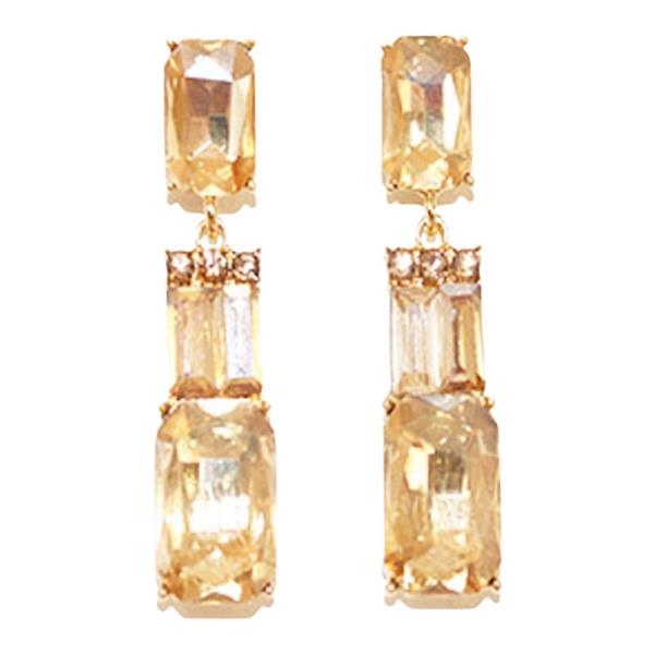 RECTANGLE RHINESTONE DROP EARRING