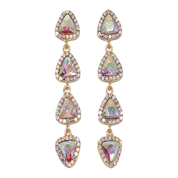 TRIANGLE RHINESTONE DROP EARRING
