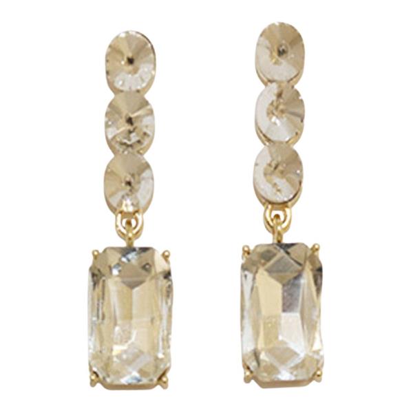ROUND SQUARE RHINESTONE DROP EARRING