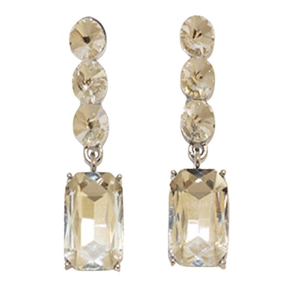 ROUND SQUARE RHINESTONE DROP EARRING