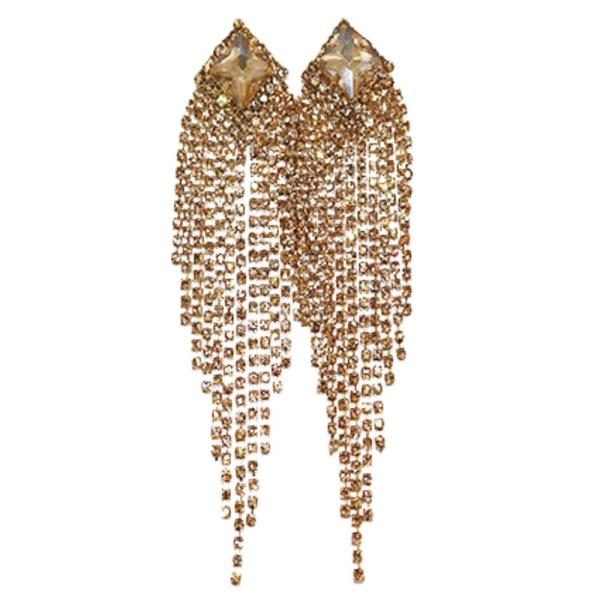 RHINESTONE FRINGE DROP EARRING