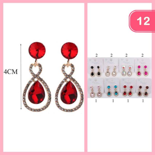 RHINESTONE DANGLE EARRING (12 UNITS)