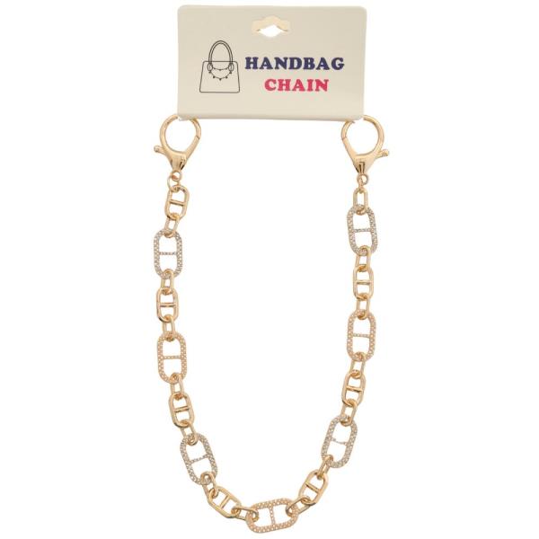 OVAL LINK RHINESTONE PEARL BAG CHAIN