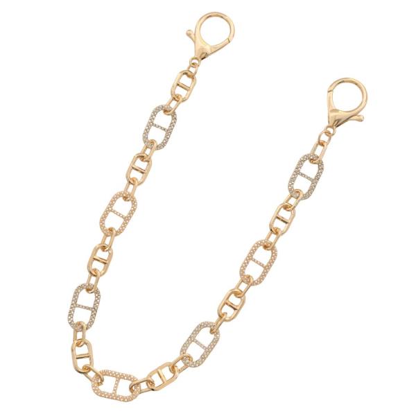 OVAL LINK RHINESTONE PEARL BAG CHAIN