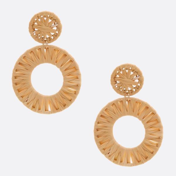 DOUBLE CIRCLE RAFFIA EARRING