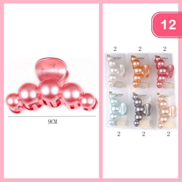 METALLIC PEARL HAIR CLAW CLIP (12 UNITS)