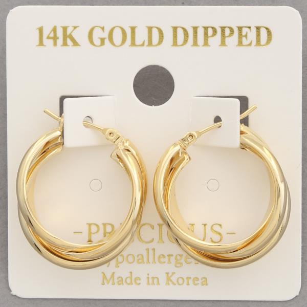 14K GOLD DIPPED TRIPLE HOOP EARRING