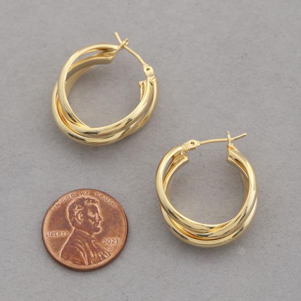 14K GOLD DIPPED TRIPLE HOOP EARRING