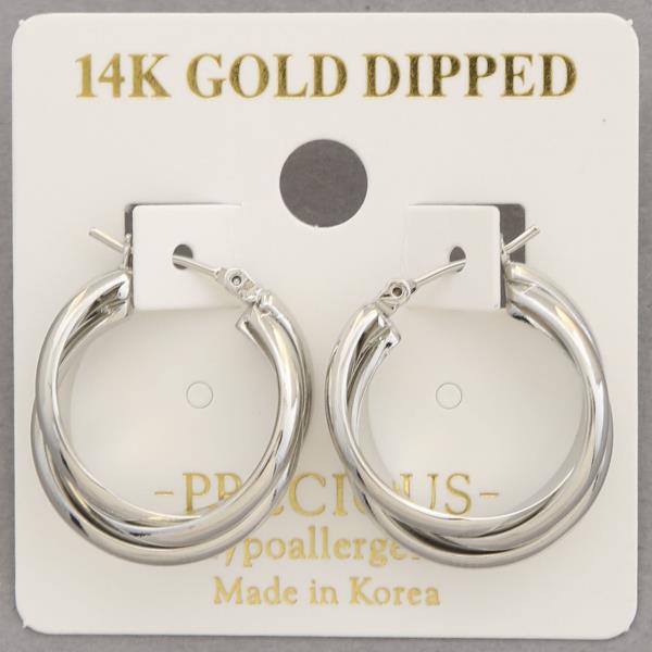 14K GOLD DIPPED TRIPLE HOOP EARRING