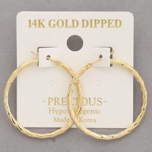 14K GOLD DIPPED TEXTURED HOOP EARRING