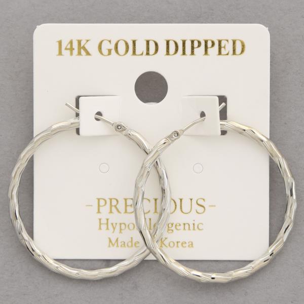 14K GOLD DIPPED TEXTURED HOOP EARRING