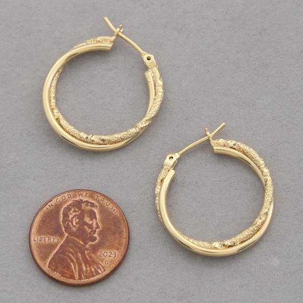 14K GOLD DIPPED TEXTURED SOLID HOOP EARRING