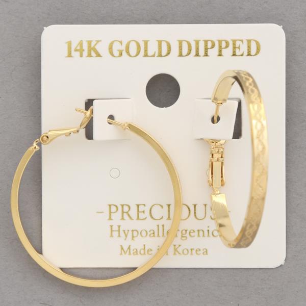 14K GOLD DIPPED WIDE EDGE HOOP EARRING