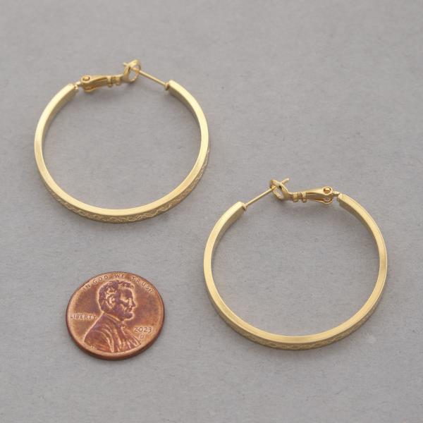 14K GOLD DIPPED WIDE EDGE HOOP EARRING