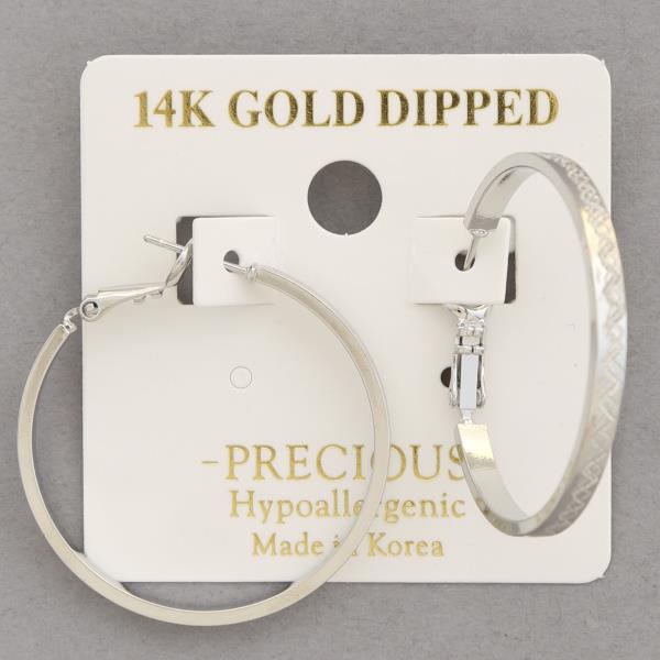 14K GOLD DIPPED WIDE EDGE HOOP EARRING