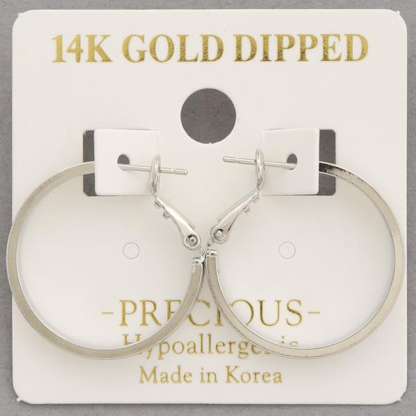 14K GOLD DIPPED WIDE EDGE HOOP EARRING