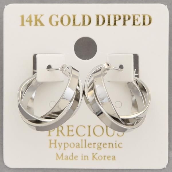 14K GOLD DIPPED TRIPLE HOOP EARRING
