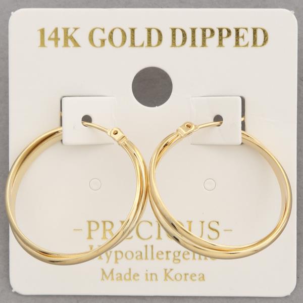 14K GOLD DIPPED DOUBLE HOOP EARRING