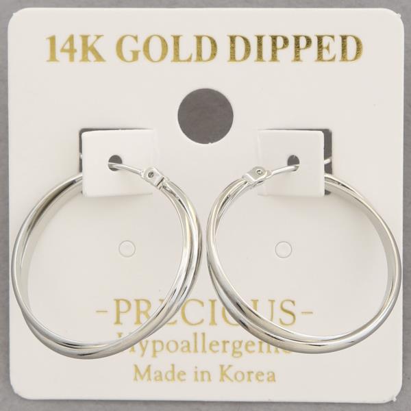 14K GOLD DIPPED DOUBLE HOOP EARRING