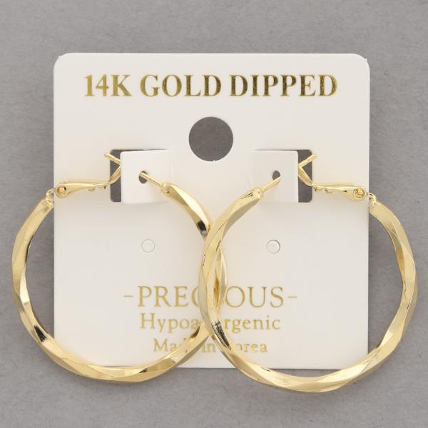 14K GOLD DIPPED WAVY HOOP METAL EARRING