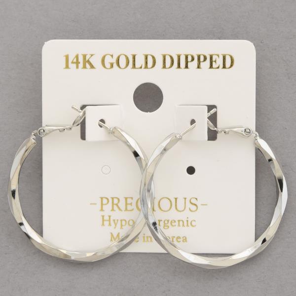 14K GOLD DIPPED WAVY HOOP METAL EARRING