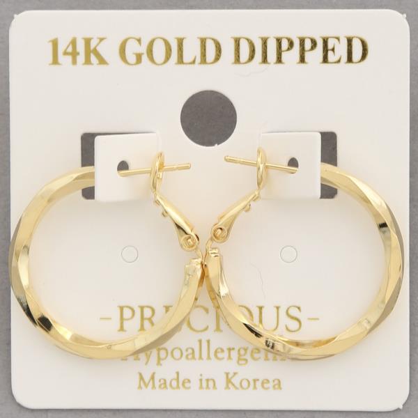 14K GOLD DIPPED WAVY HOOP METAL EARRING