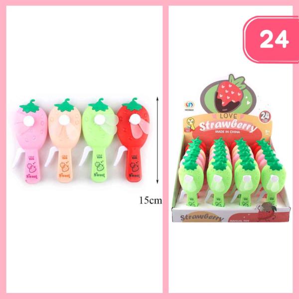 STRAWBERRY HAND FAN (24 UNITS)