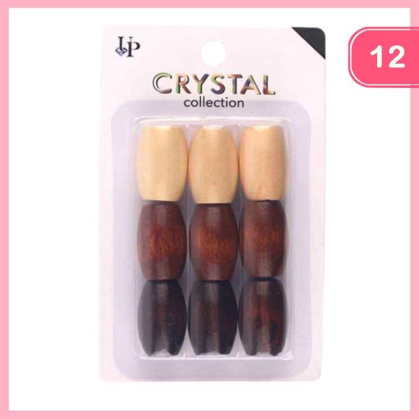 WOODEN HAIR BEADS (12 UNITS)