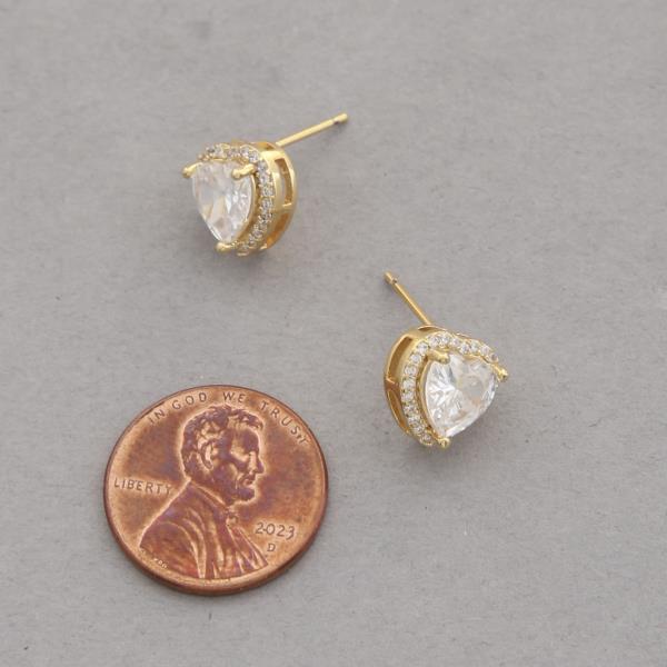 14K GOLD DIPPED HEART CRYSTAL EARRING