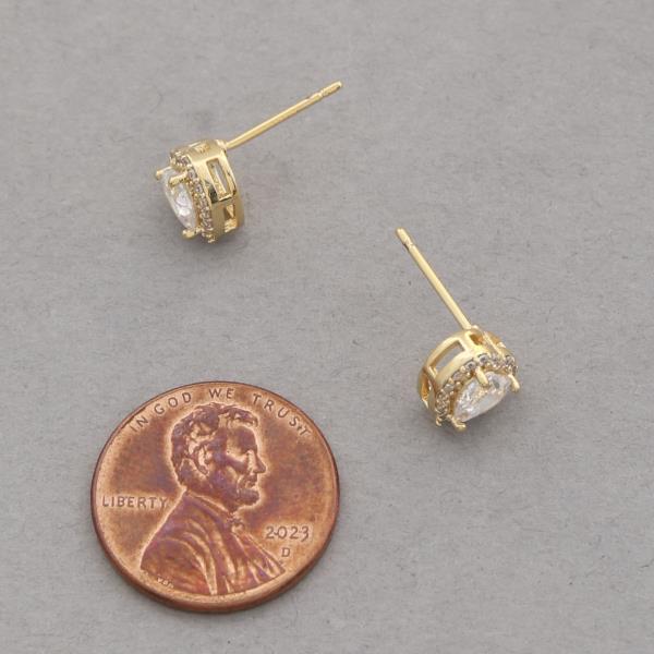 14K GOLD DIPPED HEART CRYSTAL EARRING