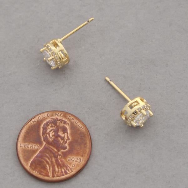 14K GOLD DIPPED ROUND CRYSTAL EARRING