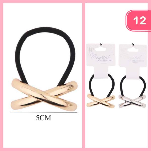 METAL CROSSED HAIR TIE (12 UNITS)