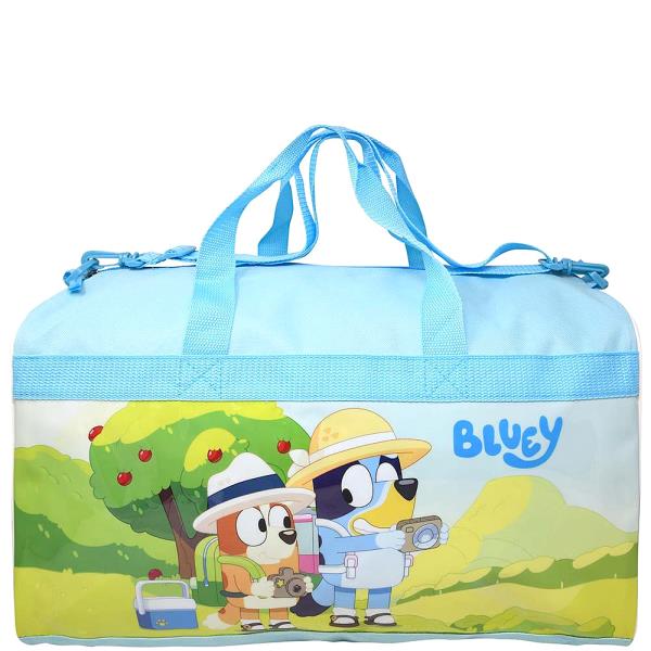 BLUEY 600D POLYESTER DUFFLE BAG WITH PRINTED PVC SIDE PANELS