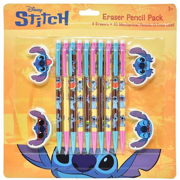 STITCH 10PC MECHANICAL PENCILS WITH 4 SHAPED ERASERS