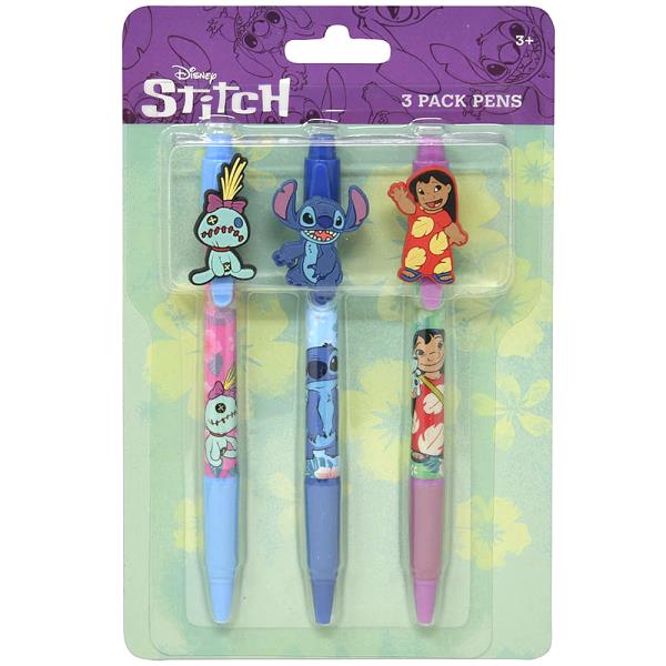 STITCH 3PC PENS WITH RUBBER CHARACTER CLIP