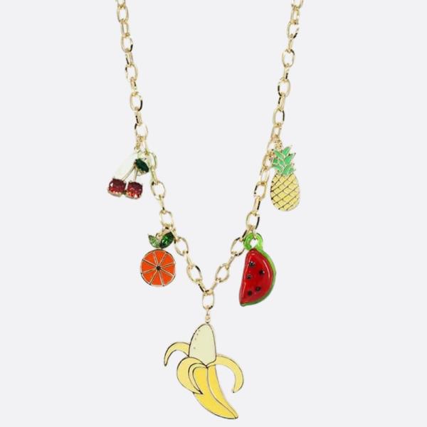 MULTI FRUIT CHARM LINK NECKLACE