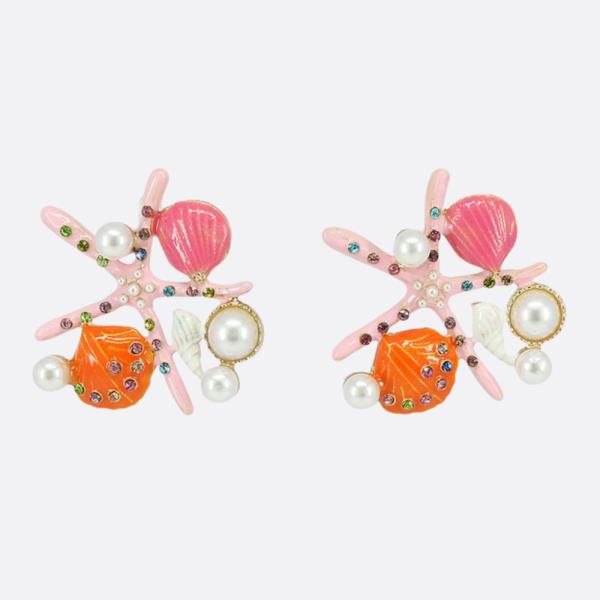STARFISH PEARL BEAD EARRING