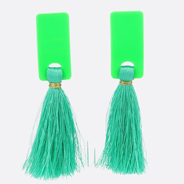 RECTANGLE TASSEL LINK DANGLE EARRING