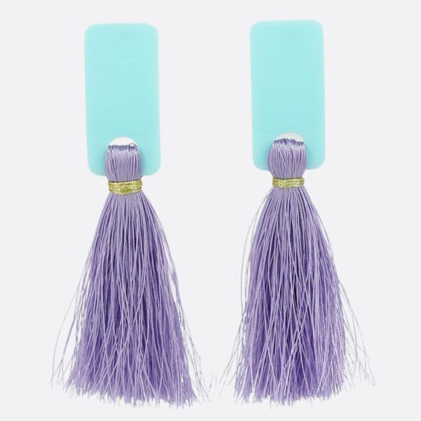 RECTANGLE TASSEL LINK DANGLE EARRING