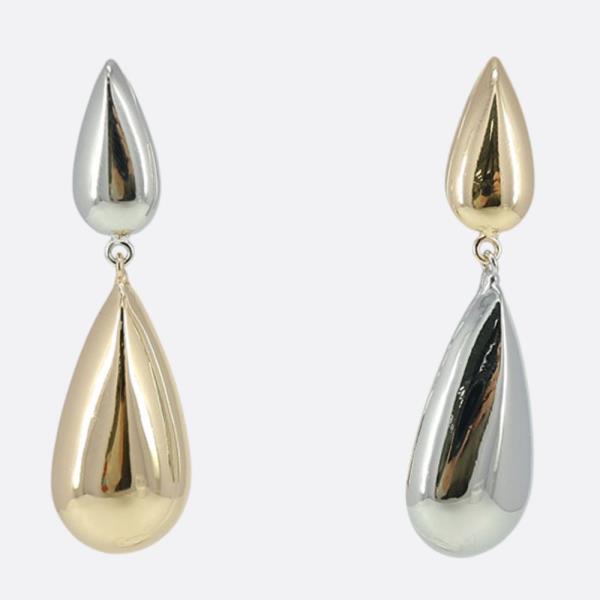 TWO TONE TEARDROP LINK DANGLE EARRING