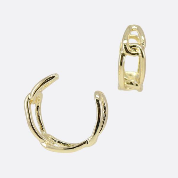 OVAL LINK OPEN HOOP EARRING