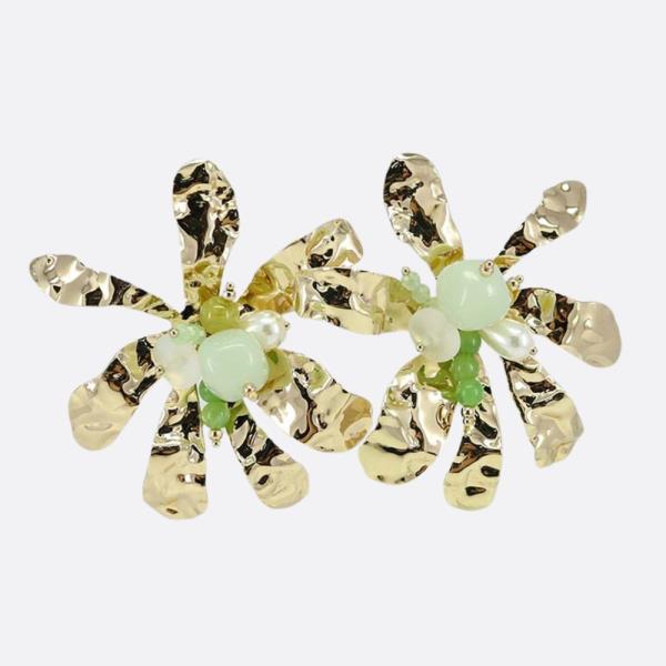 FLOWER BEADED CENTER EARRING