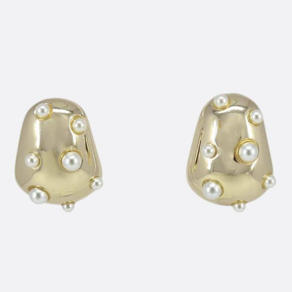 PEARL BEAD METAL EARRING