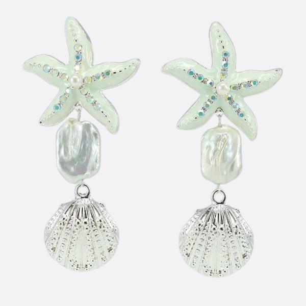 SEA LIFE RHINESTONE DANGLE EARRING