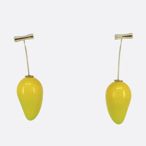 BEAD METAL BAR DANGLE EARRING