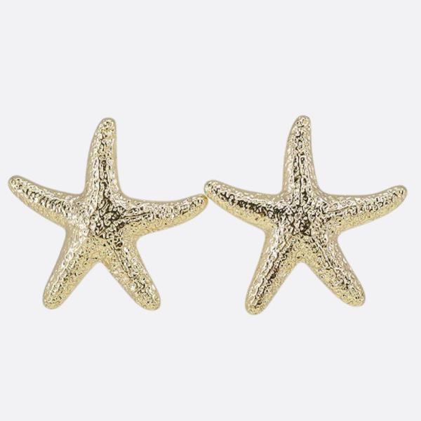 TEXTURED STARFISH METAL EARRING