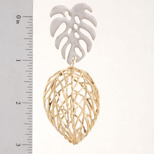 TROPICAL METAL LEAF DANGLE EARRING