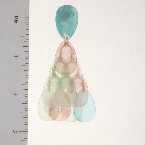 GLITTER TRANSLUCENT TEARDROP LINK DANGLE EARRING